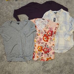 Express Women's Tops - Purple, Gray, Floral, Plaid